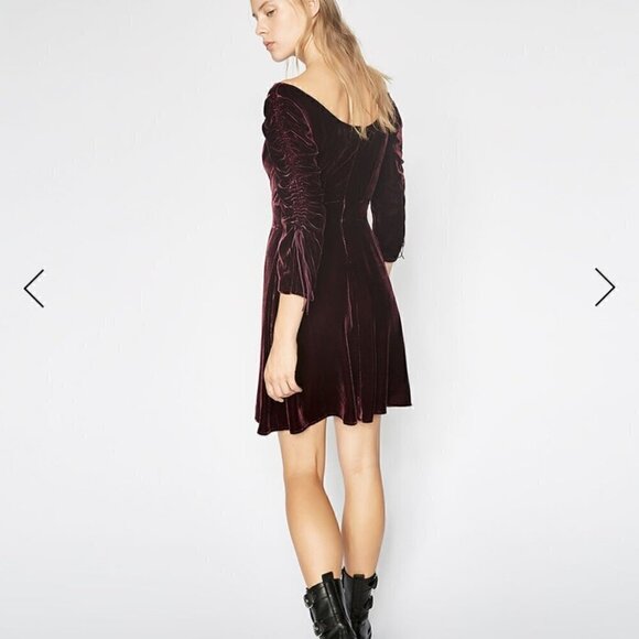 THE Kooples Burgundy Mini Velvet Dress Silk Blend Size M - Picture 6 of 16